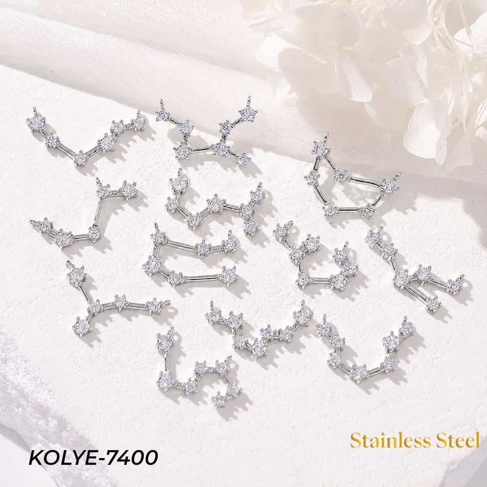 Çelik Yıldız Haritası Kolye 12'li Paket // KOLYE-7400KOLYE-7400