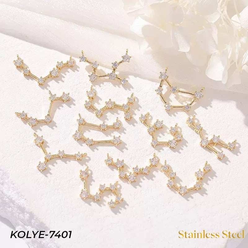 Çelik Yıldız Haritası Kolye 12'li Paket // KOLYE-7401KOLYE-7401