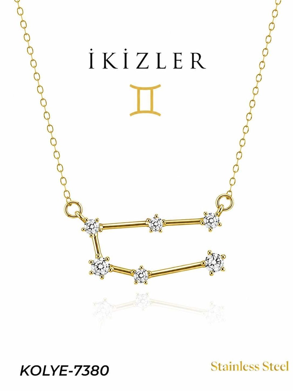 Çelik Yıldız Haritası Kolye İkizler // KOLYE-7380KOLYE-7380