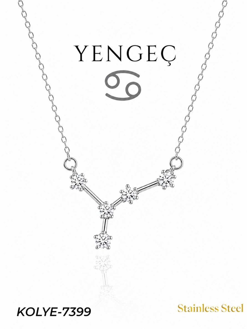 Çelik Yıldız Haritası Kolye Yengeç // KOLYE-7399KOLYE-7399