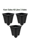 Grow Wizard Plastik Kare Saksı 40 Litre 3 Adet