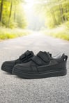 Rakerplus Siyah Hakiki Deri Cırtlı Erkek Çocuk Sneaker Ayakkabı