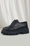 Rakerplus Siyah Kırışık Rugan Hakiki Deri Bağcıklı Oxford Günlük Ayakkabı